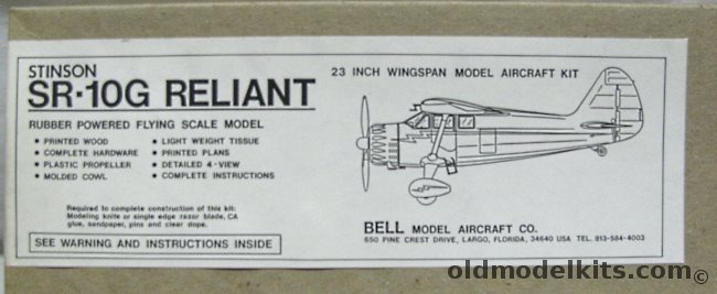 Bell Model Aircraft 1/23 Stinson SR-10G Reliant -23 Inch Wingspan Flying Scale Model, BMAK-07 plastic model kit